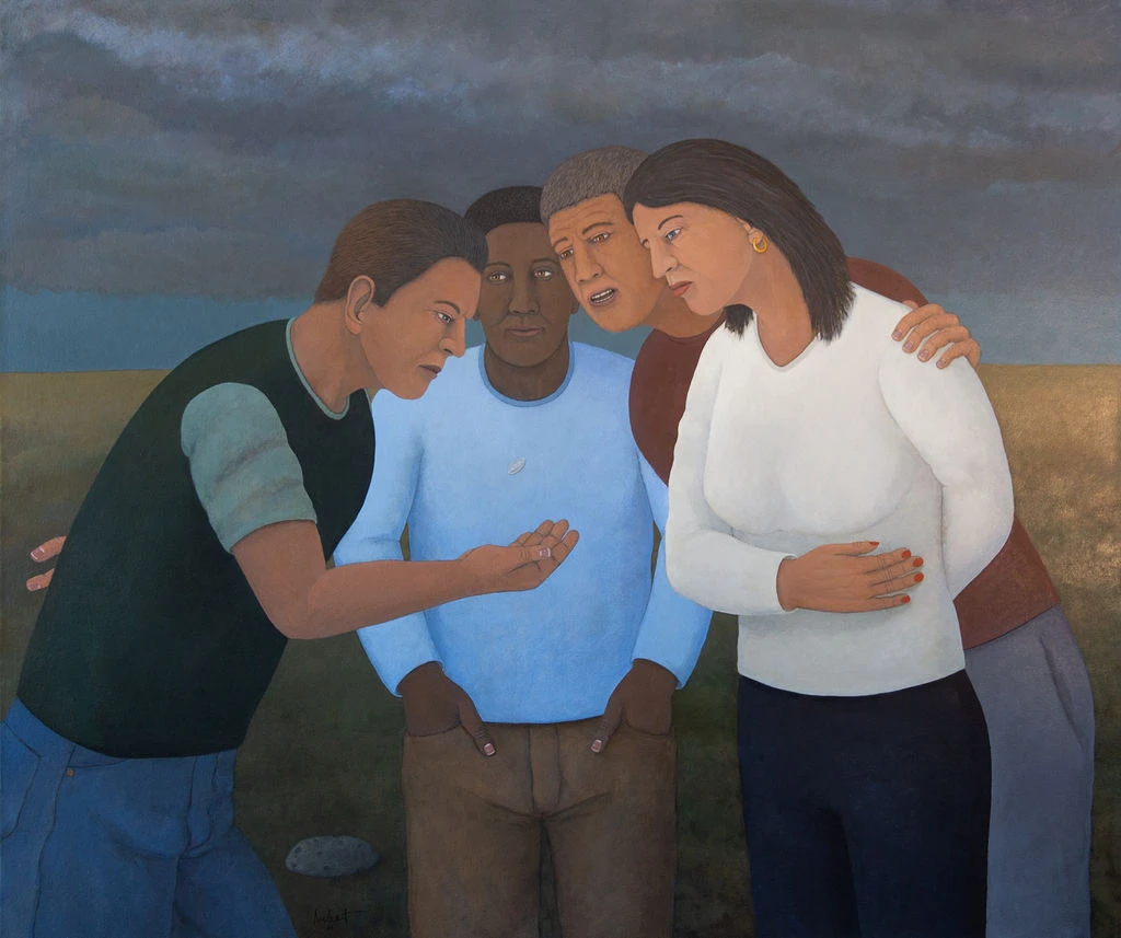 The Fatalists — three figures together in a landscape